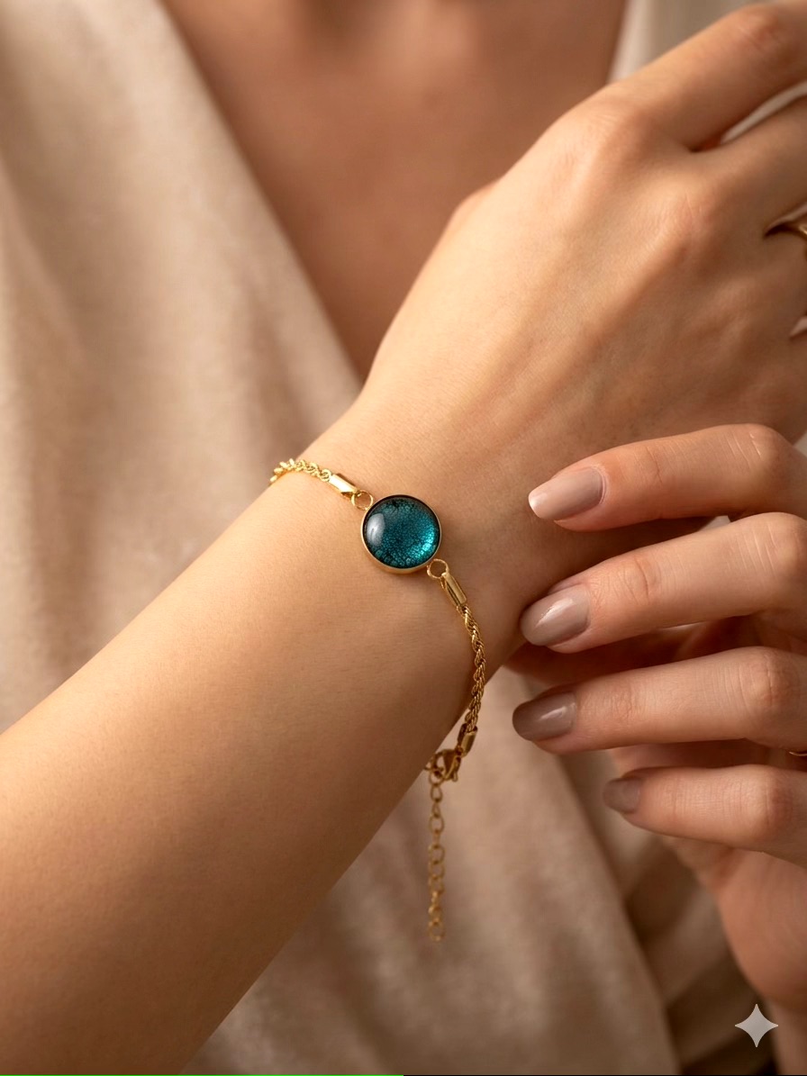 Çelik Bileklik [Altın Kaplama Sarmal Zincir] detay